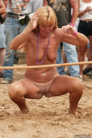 Blonde Granny Nude Games on Public Beach