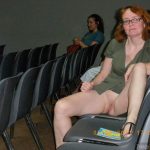 Mature Lady Flashing Pussy at Public Meeting
