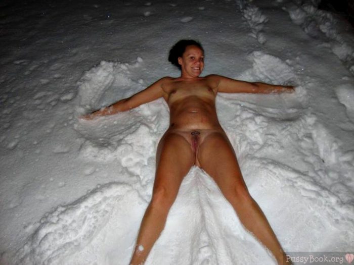 Nude Woman doing Snow Angels