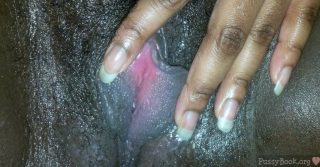 Up-Close Black Pussy Labia Spreading