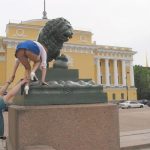 Public Oops Upskirt at the Statue