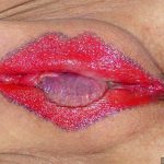 Drawing Mouth on Pussy with Lipstick