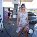 Flashing Her American Pussy Gas Station