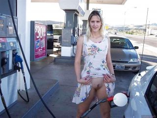 flashing pussy at gas pump