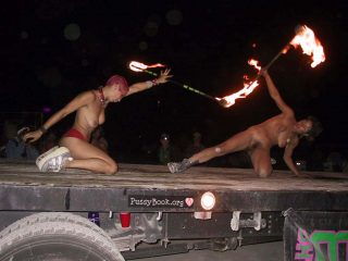 Nude women with fire - Real Naked Girls