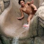 Nude Girl on Water Slide