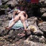 Nudist Wife Relaxing on Rocks